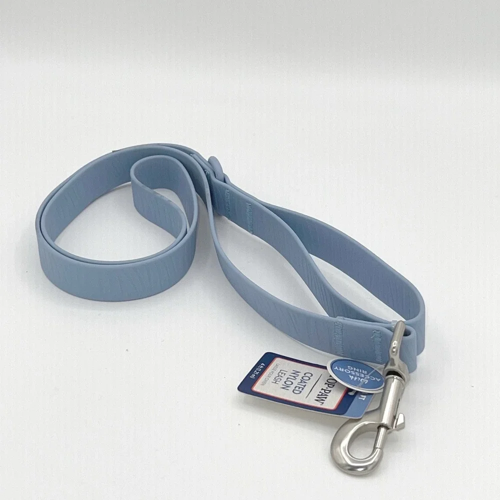 Top Paw Blue Coated Nylon Leash With‎ Accessory Ring 4ft 121cm Dog Pet